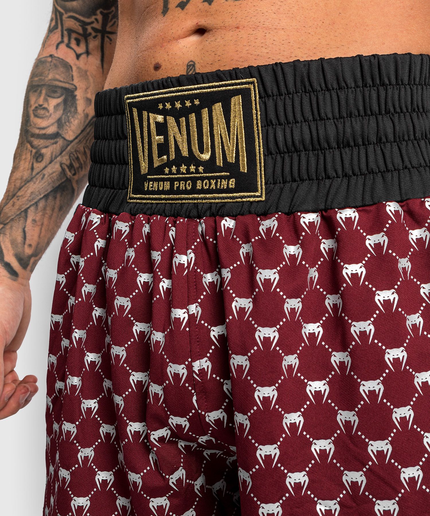 Боксерские шорты Venum Monogram Boxing Short Black Burgundy размер
