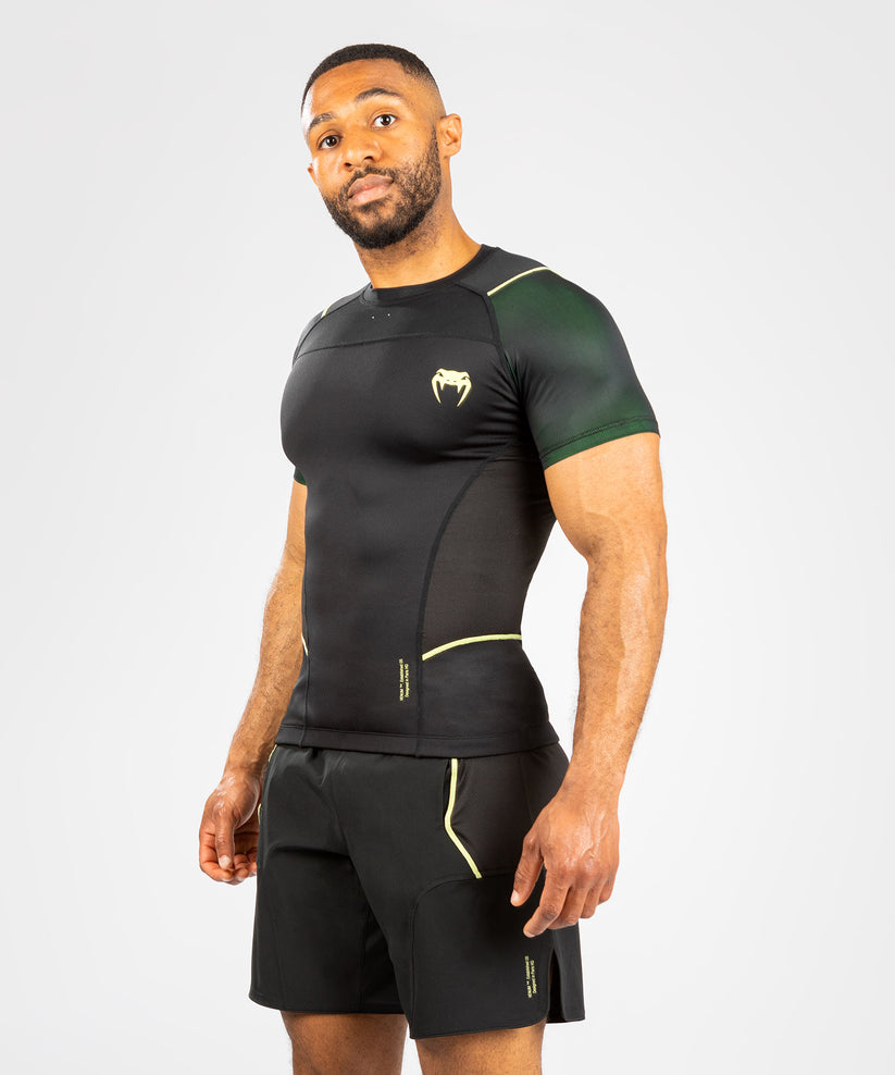Venum Fusion 2.0 Mens Rashguard Short Sleeves Black Yellow  buy