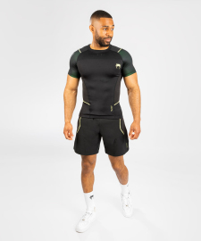 Venum Fusion 2.0 Mens Rashguard Short Sleeves Black Yellow 