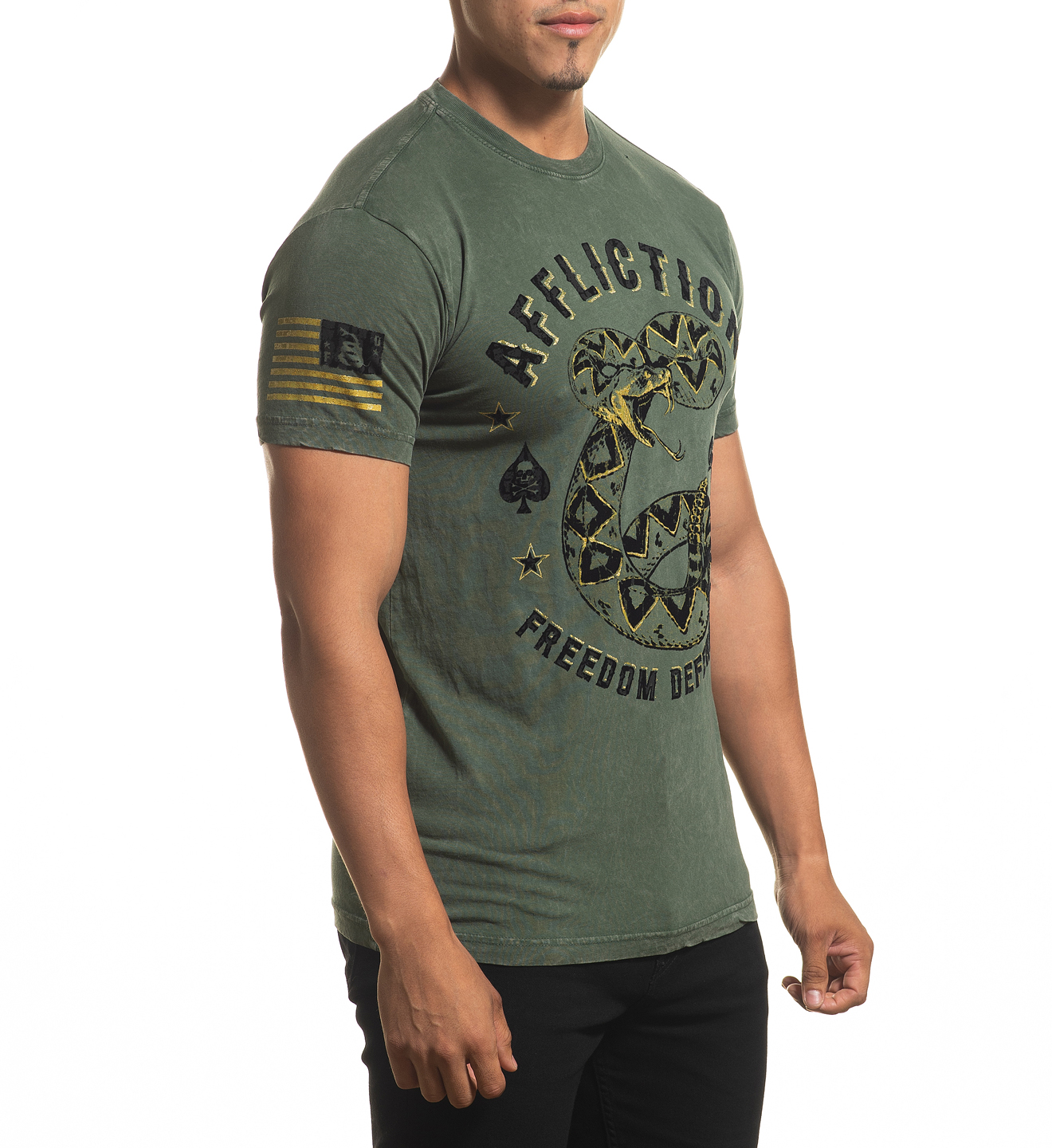 Футболка Affliction FD Revolutionary A24273 Olive Lava Wash цена