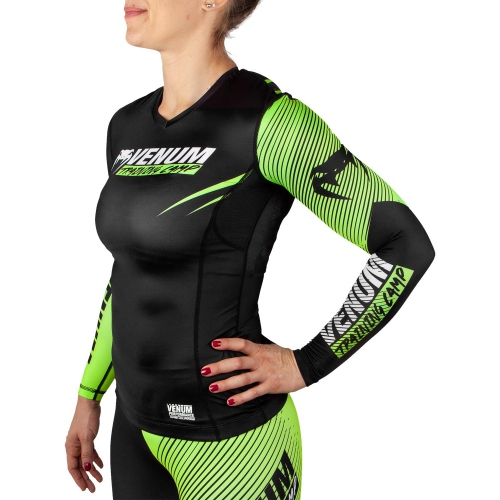 Женский рашгард Venum Training Camp 2.0 Rashguard Long Black Neo Yellow цена
