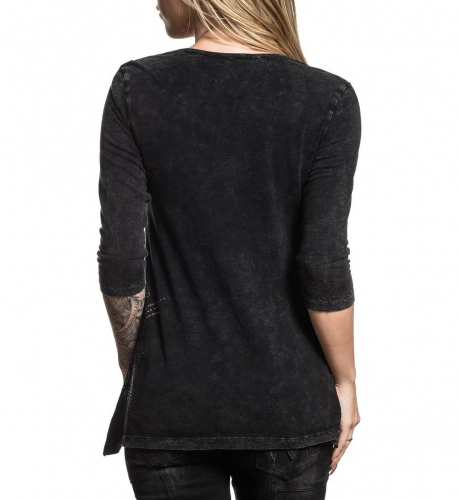 Womens Affliction Standard Supply 3/4 Scoop Neck Tee photo
