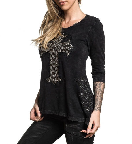 Womens Affliction Standard Supply 3/4 Scoop Neck Tee price