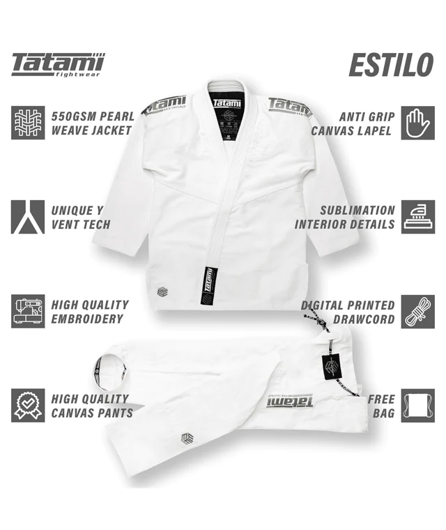 Кімоно Tatami Estilo Black Label Gi - Grey on White де купити