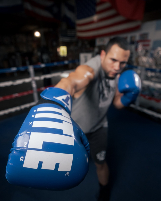 Боксерські рукавиці Title Boxing Inferno Intensity Elastic Training Gloves Blue White фото