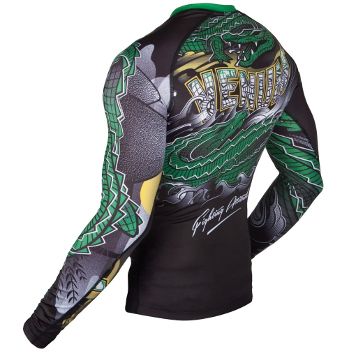 Рашгард Venum Crocodile Rashguard Long Sleeves Black Green цена