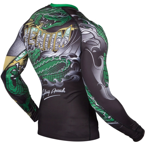 Рашгард Venum Crocodile Rashguard Long Sleeves Black Green фото