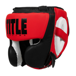 Боксерский шлем TITLE Boxing Select Leather Sparring Headgear Red Black