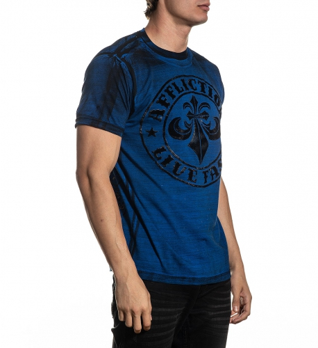 Футболка Affliction Divio Dare SS TEE Sapphire Blue цена