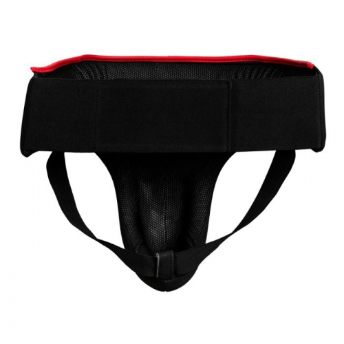 Title Leather Solar Groin Protector Black Red photo
