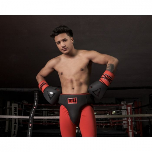 Title Leather Solar Groin Protector Black Red original