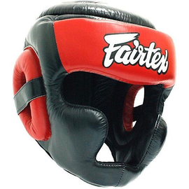 Боксерский шлем Fairtex HG13 Extra Vision Head Guard Black Red