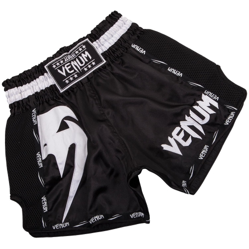 Шорты для тайского бокса Venum Giant Muay Thai Shorts Black White фото