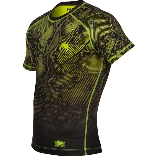 Компрессионная футболка Venum Fusion Compression T-shirt  Black Yellow  Short Sleeves купить