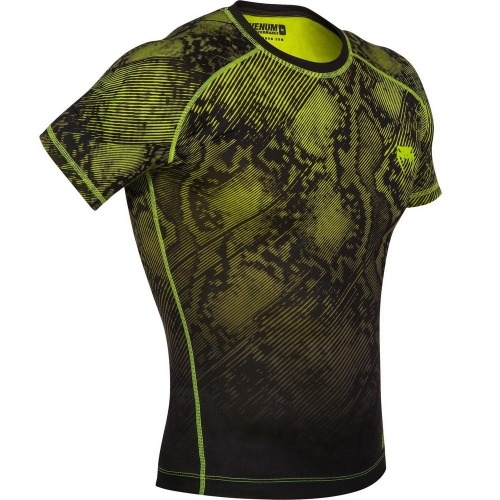 Компрессионная футболка Venum Fusion Compression T-shirt  Black Yellow  Short Sleeves цена