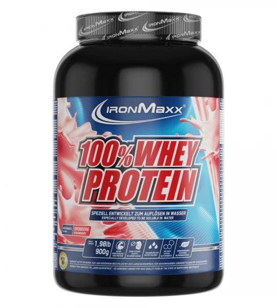 Протеїн IronMaxx 100% Whey Protein 900g Полуниця 