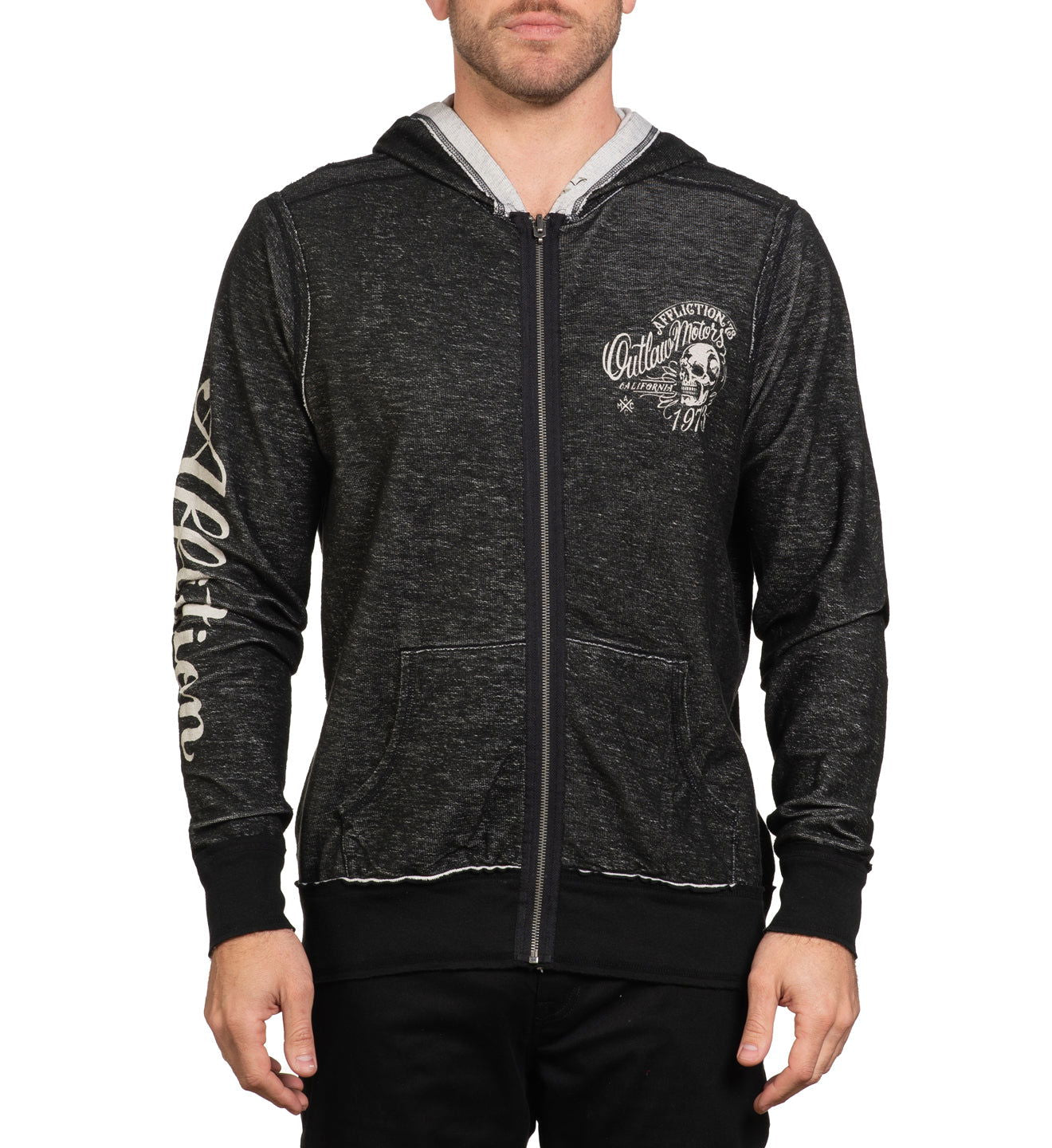 Толстовка Affliction Awakening Light Reversible Zip Hood Off White Black купить
