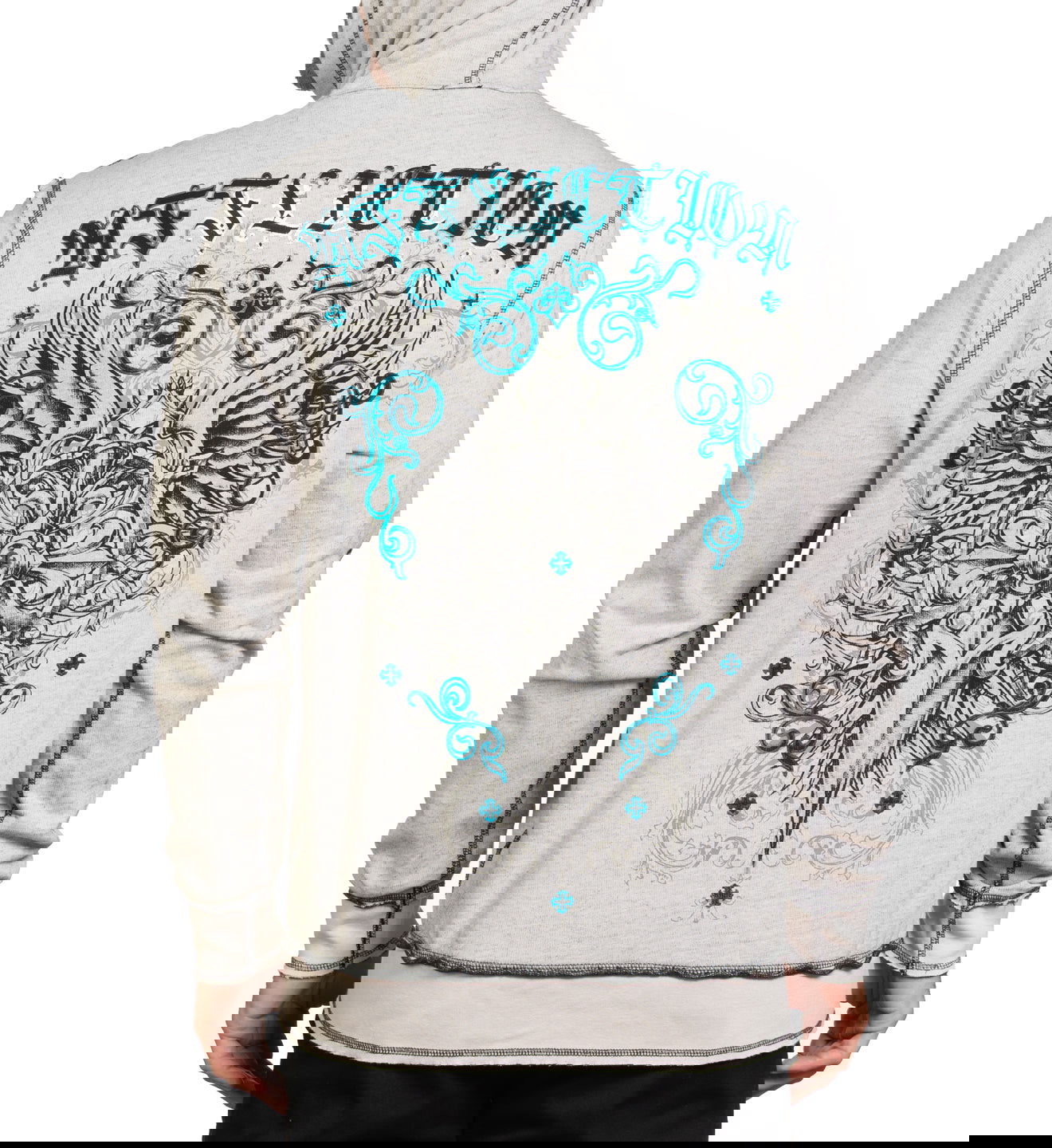 Толстовка Affliction Awakening Light Reversible Zip Hood Off White Black цена