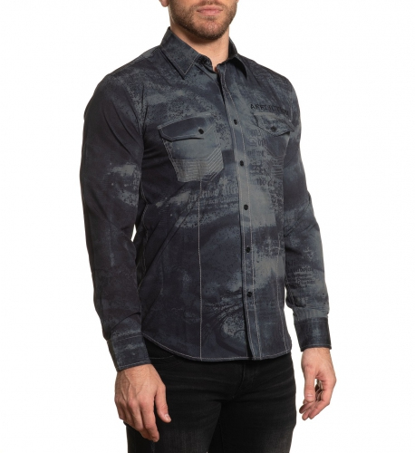 Рубашка Affliction Traction LS Woven Dusty Olive цена