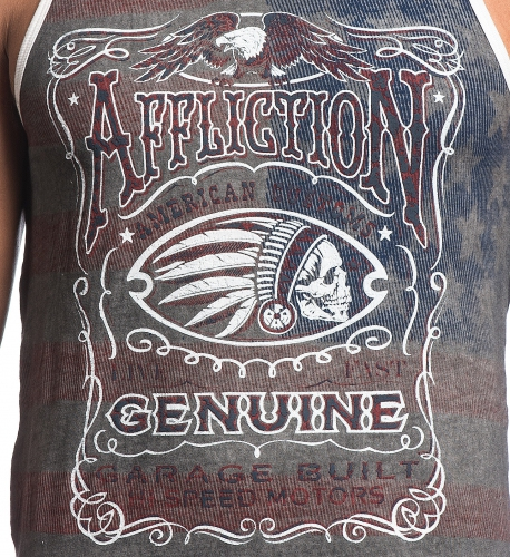 Affliction Whiskey Mist Tee Charcoal Oil Stain photo