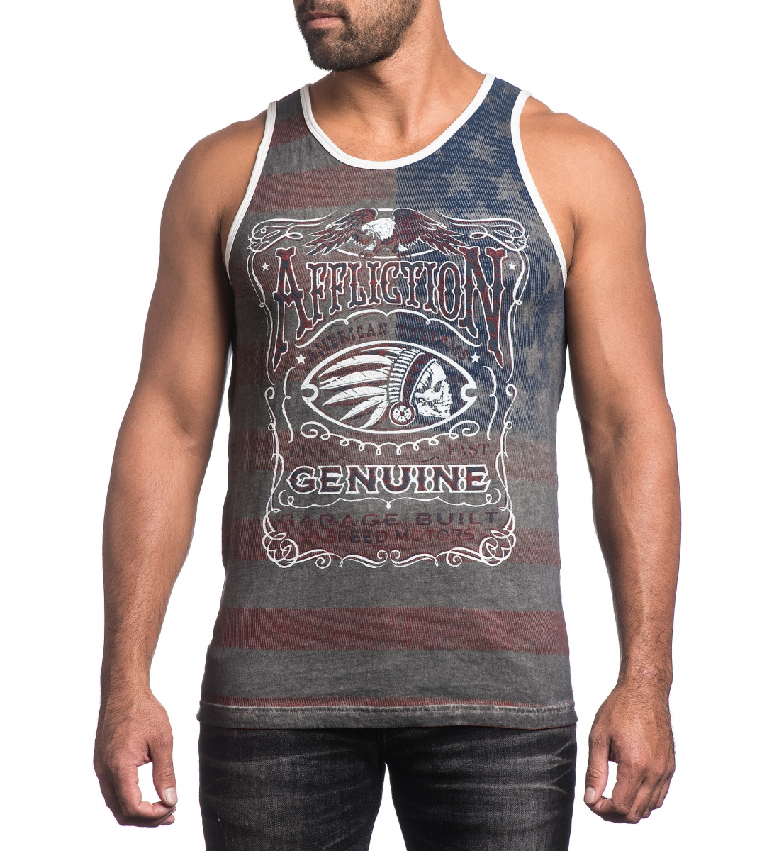 Майка Affliction Whiskey Mist Tee Charcoal Oil Stain