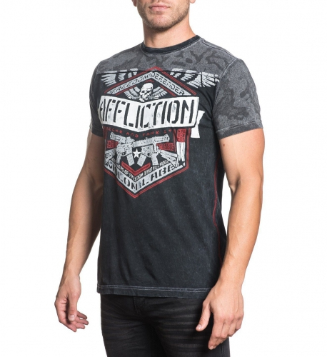 Футболка Affliction Deployed Panel SS Tee Black фото