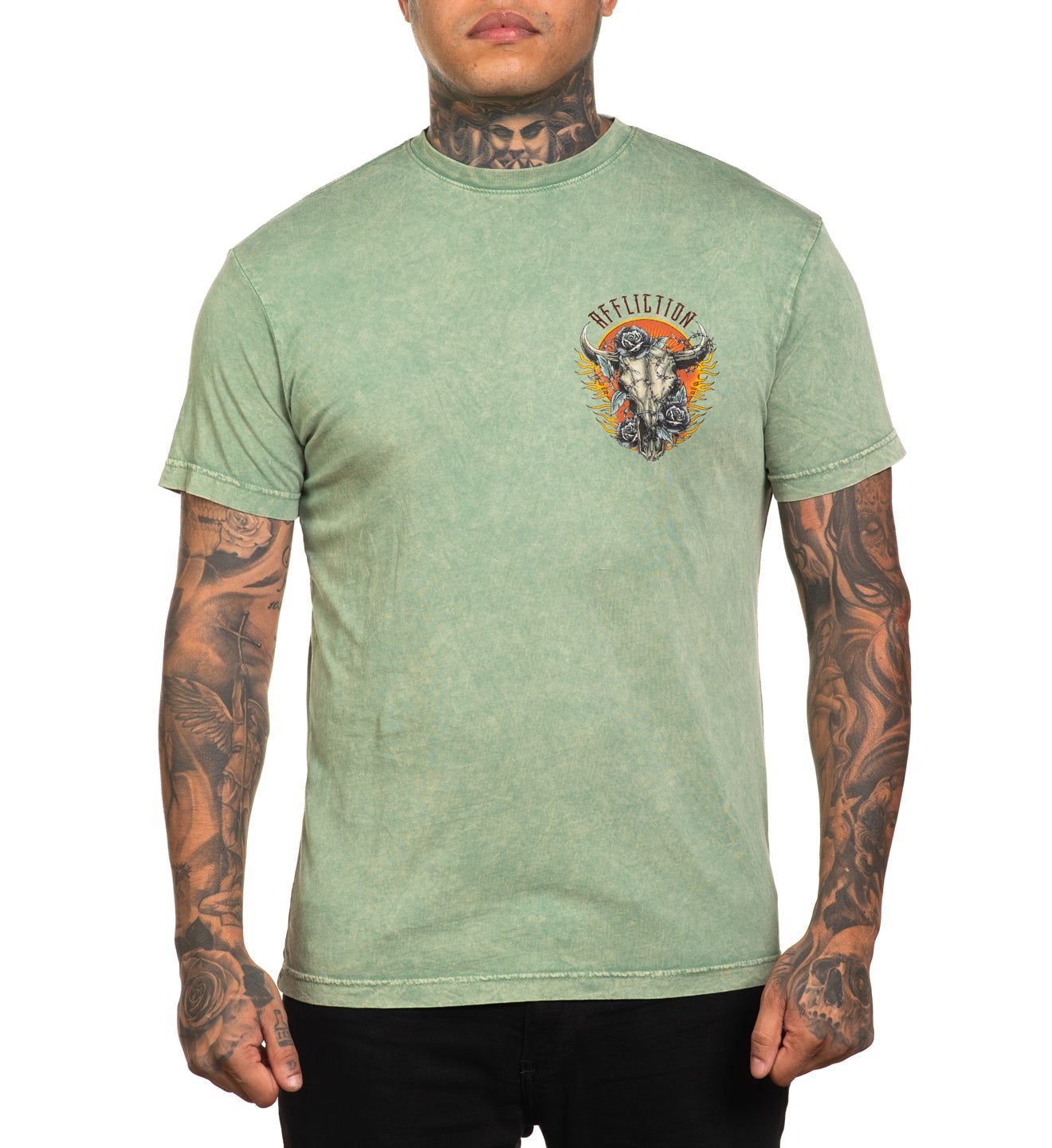 Affliction Dakota Fire Reversible Tee Oil Green Lava Wash T-shirt buy
