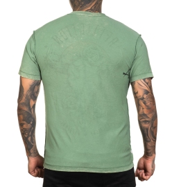 Affliction Dakota Fire Reversible Tee Oil Green Lava Wash T-shirt photo