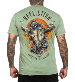 Футболка Affliction Dakota Fire Reversible Tee Oil Green Lava Wash