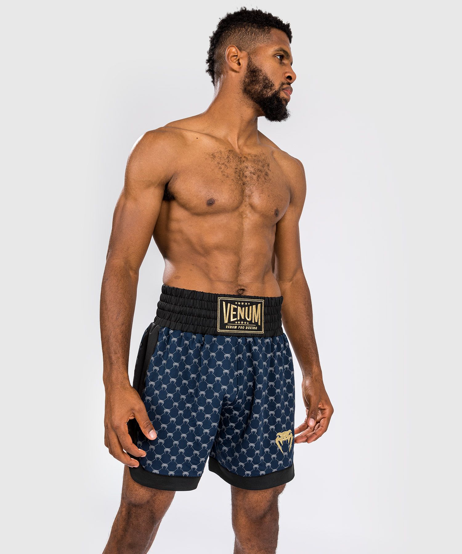 Боксерские шорты Venum Monogram Boxing Short Black Navy Blue цена
