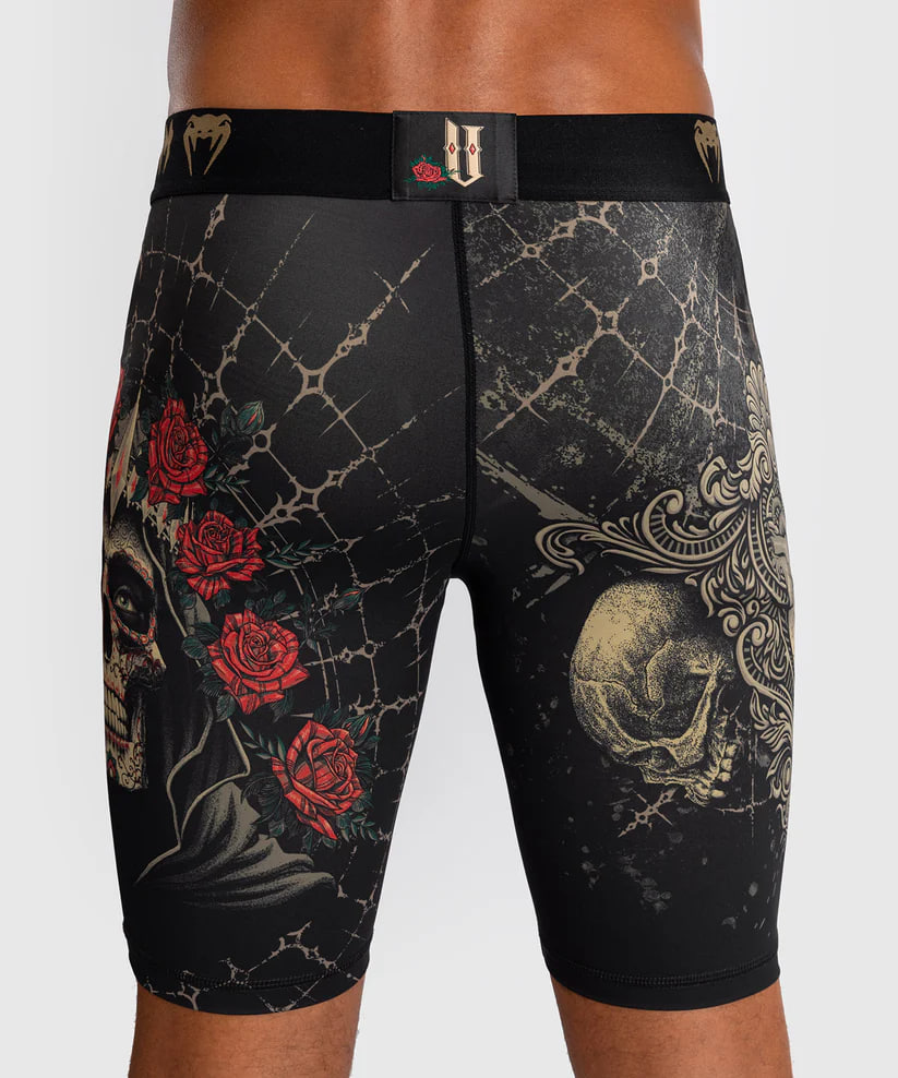Компрессионные шорты Venum Santa Muerte 5.0 Men’s Vale Tudo Shorts Deep Black Gold где купить