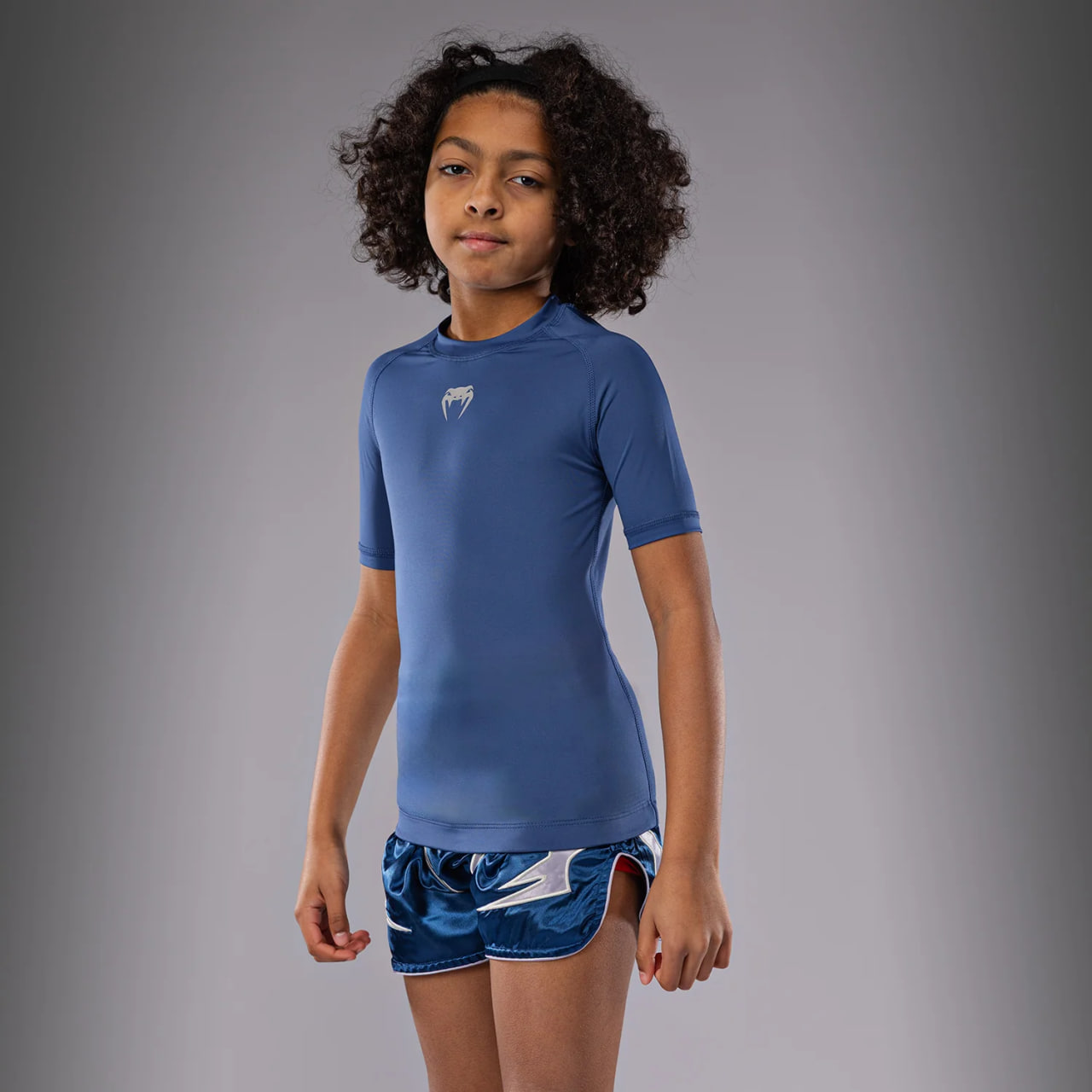 Детский рашгард Venum Contender Kids Rashguards Short Sleeves - Royal Blue размер