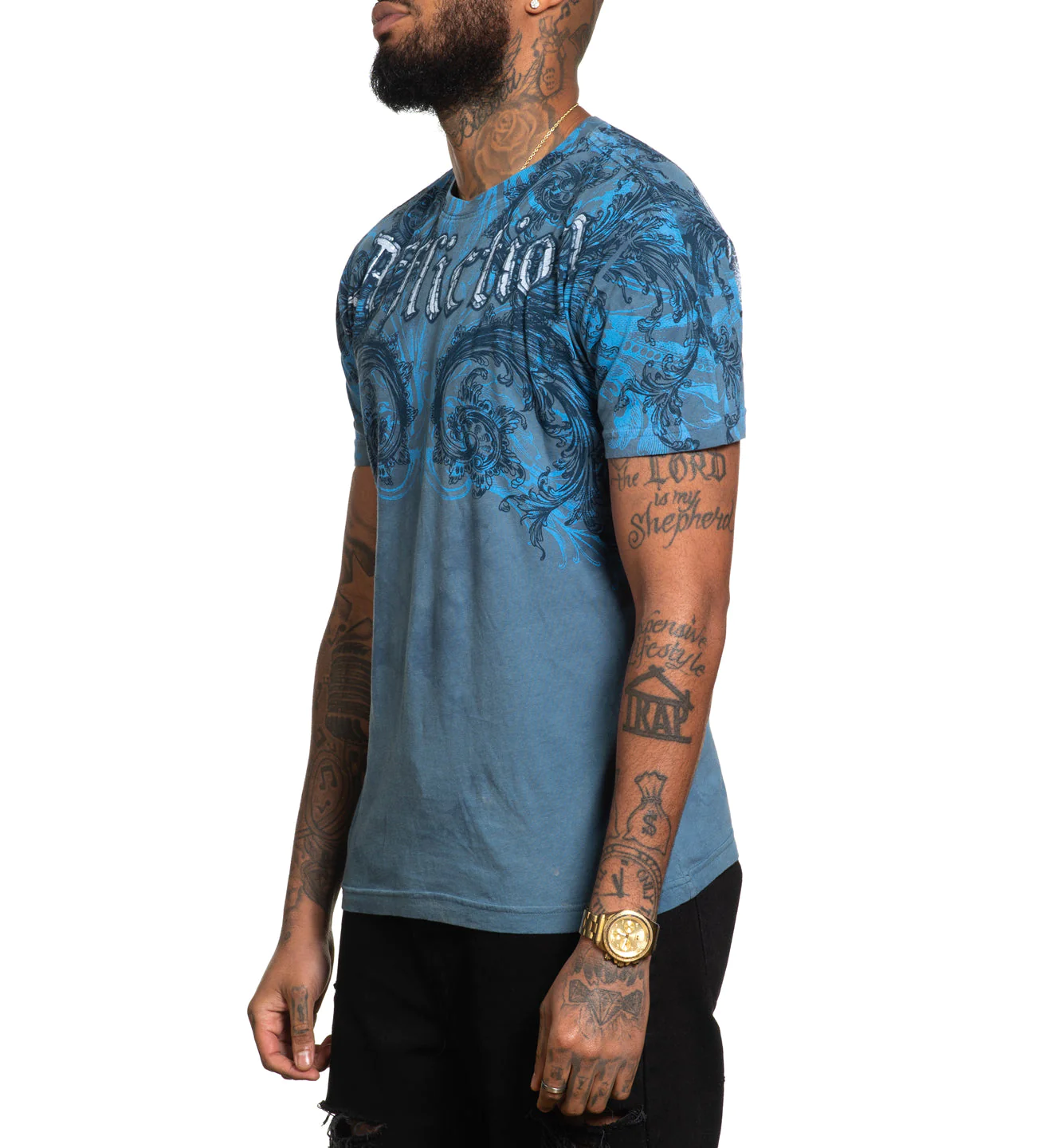 Affliction Detail Aegean Blue Tea Stain T-shirt photo