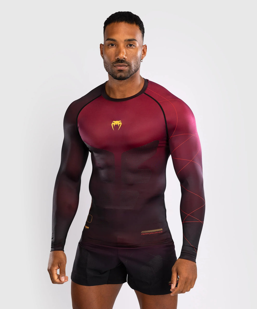 Venum Tactical XT Mens Long Sleeve Rashguard - Black/Burgundy/Gold