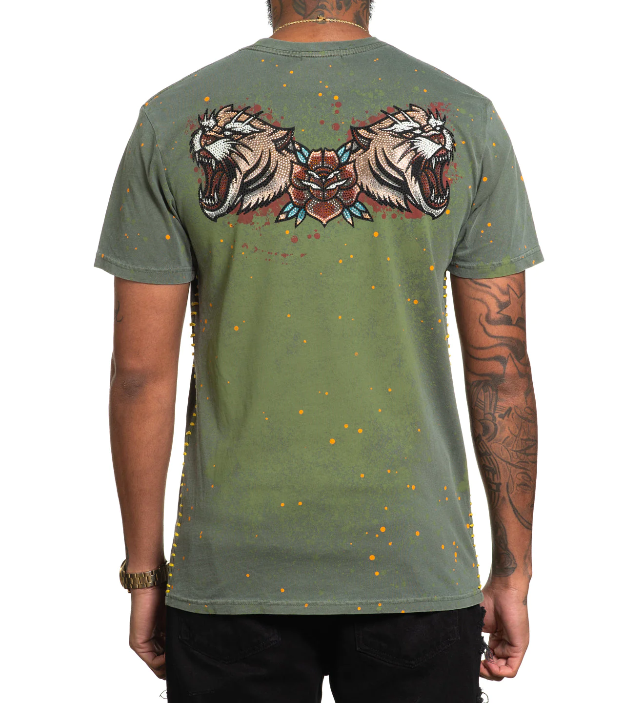 Affliction Alchemic Dagger Tee Olive Pigment Dye T-shirt buy