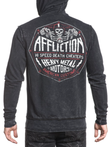 Двусторонняя толстовка Affliction High Speed Zip Up Hoodie Black цена