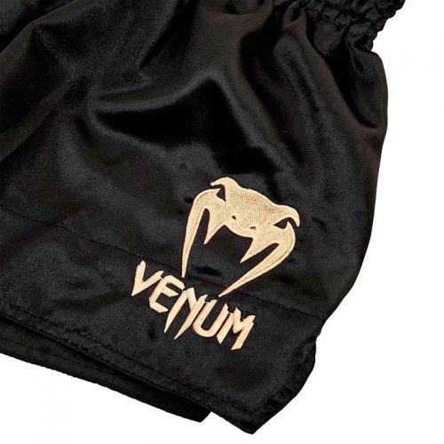 Шорты для тайского бокса Venum Muay Thai Shorts Classic Navy Black Gold фото