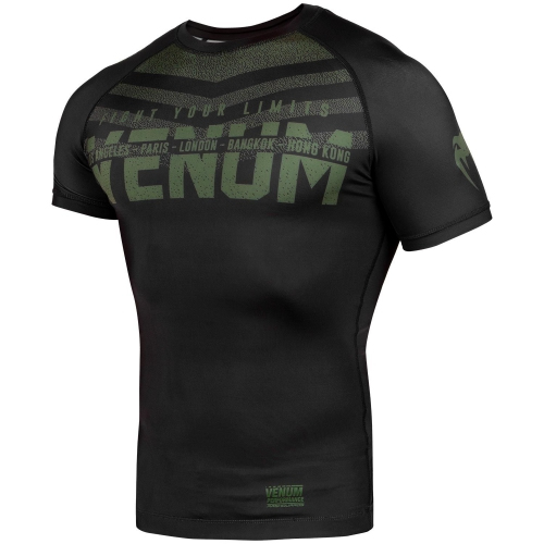 Venum Signature Rashguard Short Sleeves Black Khaki Exclusive photo
