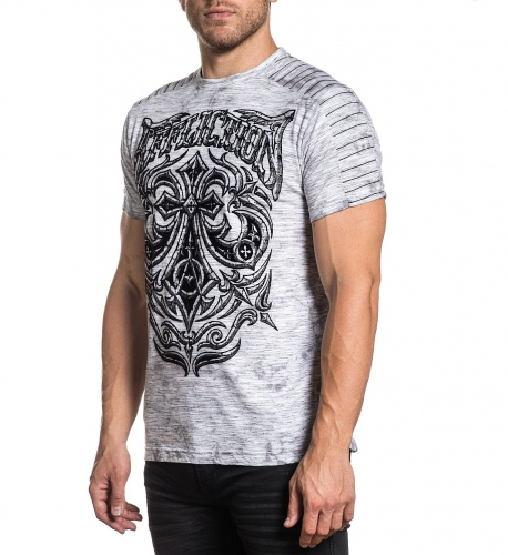Футболка Affliction Midnight Dirge SS Tee White Lt.Grey Ice Wash фото