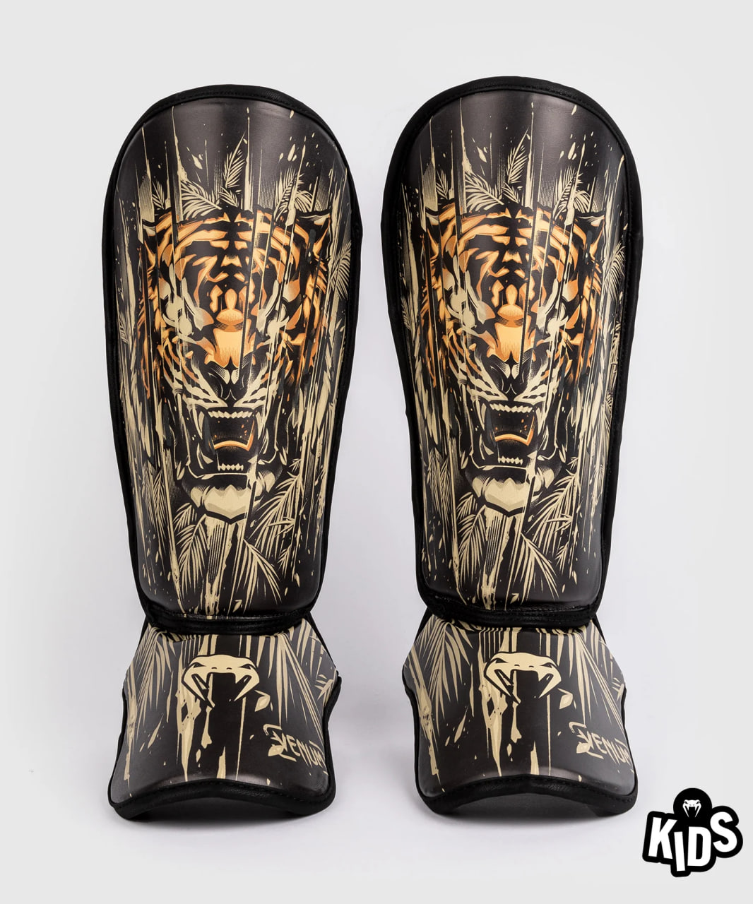 Venum Tiger Kids Shin Guards Black/Neon Orange