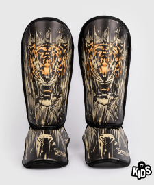 Venum Tiger Kids Shin Guards Black/Neon Orange