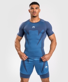 Venum Attack Mens Short Sleeve Rashguard Navy Blue