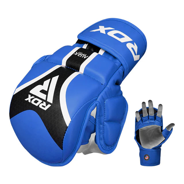 Рукавиці для ММА RDX Grappling Gloves Shooter Aura Plus T-17 Blue-Black фото