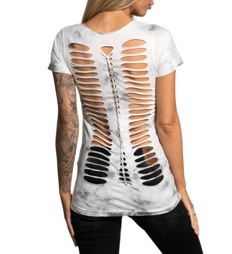 Женская футболка Affliction Poison Rose White Lt Grey Ice купити