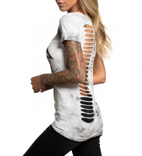 Женская футболка Affliction Poison Rose White Lt Grey Ice фото