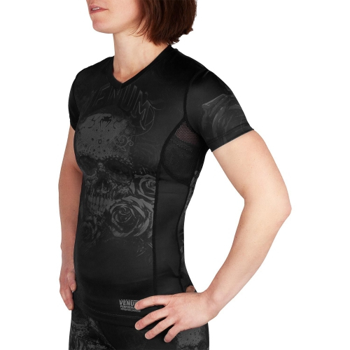 Жіночий рашгард Venum Santa Muerte 3.0 Short Sleeves Rashguard Black Black For Women купити