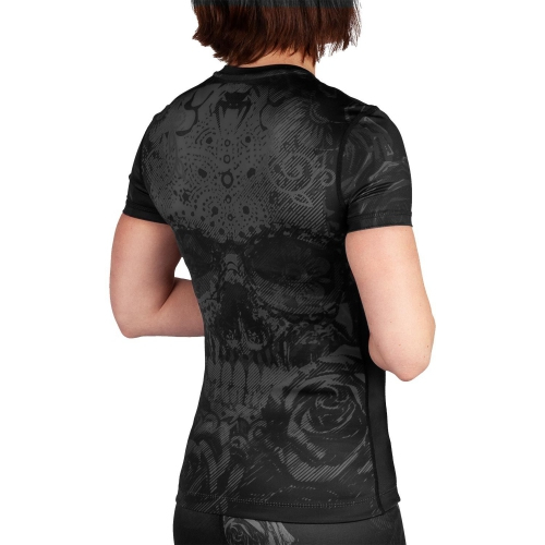 Жіночий рашгард Venum Santa Muerte 3.0 Short Sleeves Rashguard Black Black For Women ціна