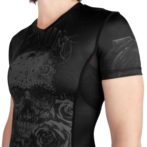 Жіночий рашгард Venum Santa Muerte 3.0 Short Sleeves Rashguard Black Black For Women оригінал