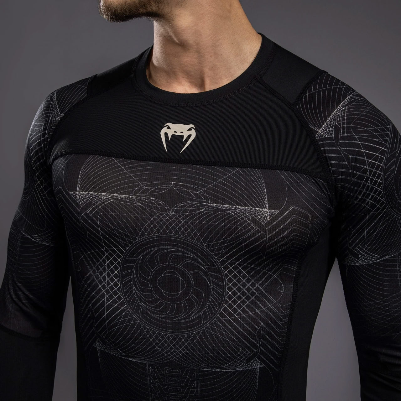 Рашгард Venum G-Fit Air Mens Long Sleeve Rashguard Deep Black Desert Sand де купити