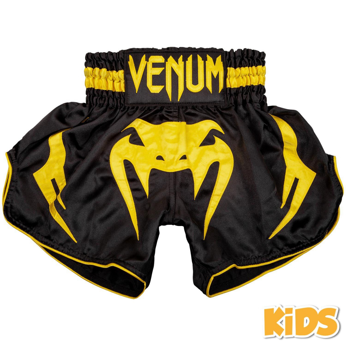 Детские шорты для для тайского бокса Venum Inferno Kids Muay Thai Shorts Black Yellow